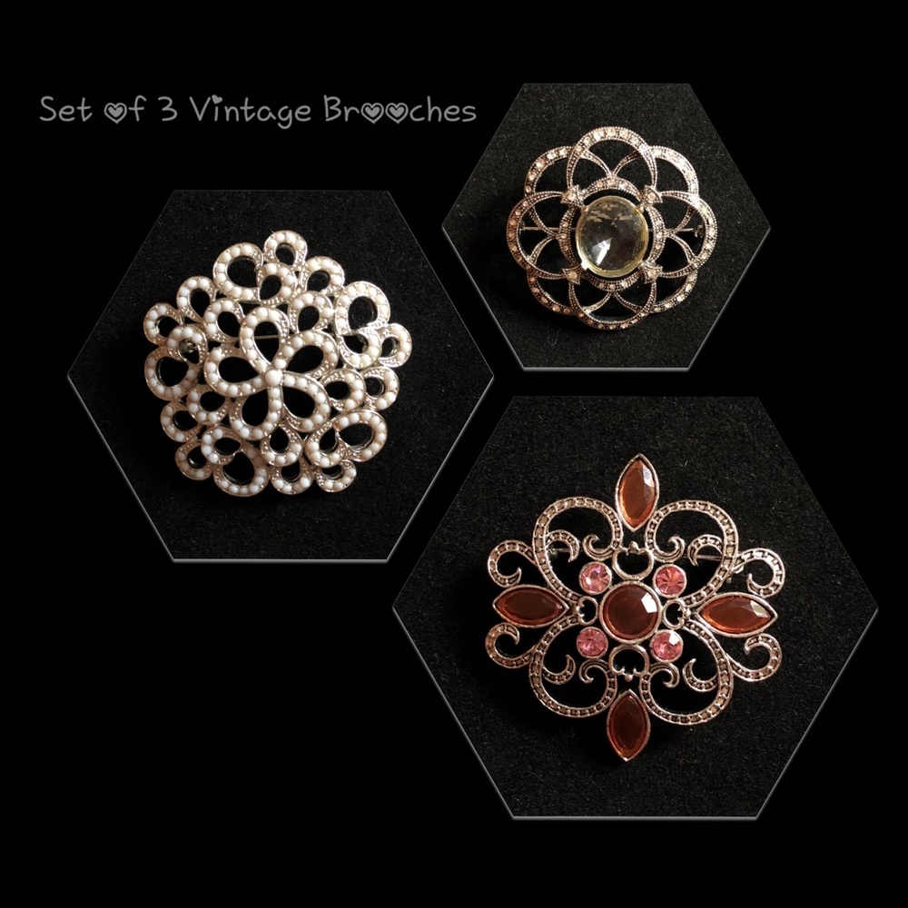Set of 3 Vintage Brooches